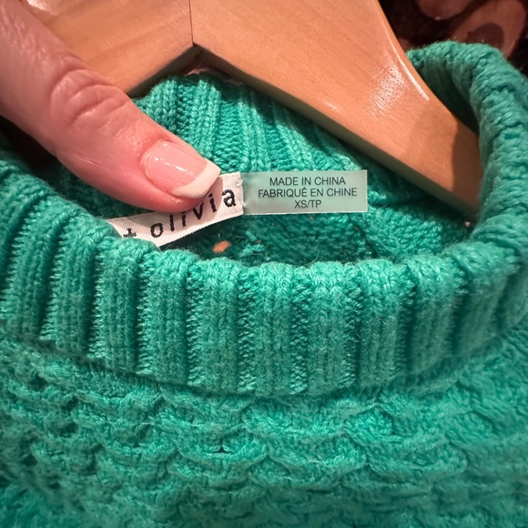 Alice + Olivia Green Cropped Cable Knit Sweater xS - Picture 5 of 7